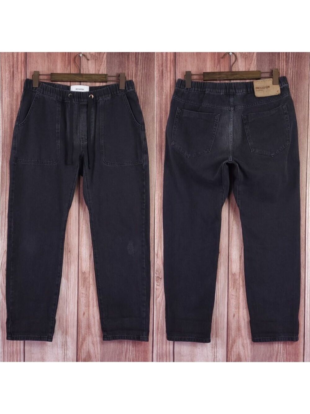 *FLAWS* One Teaspoon Medium Shabbies Drawstring Boyfriend Worn Black Denim Jeans